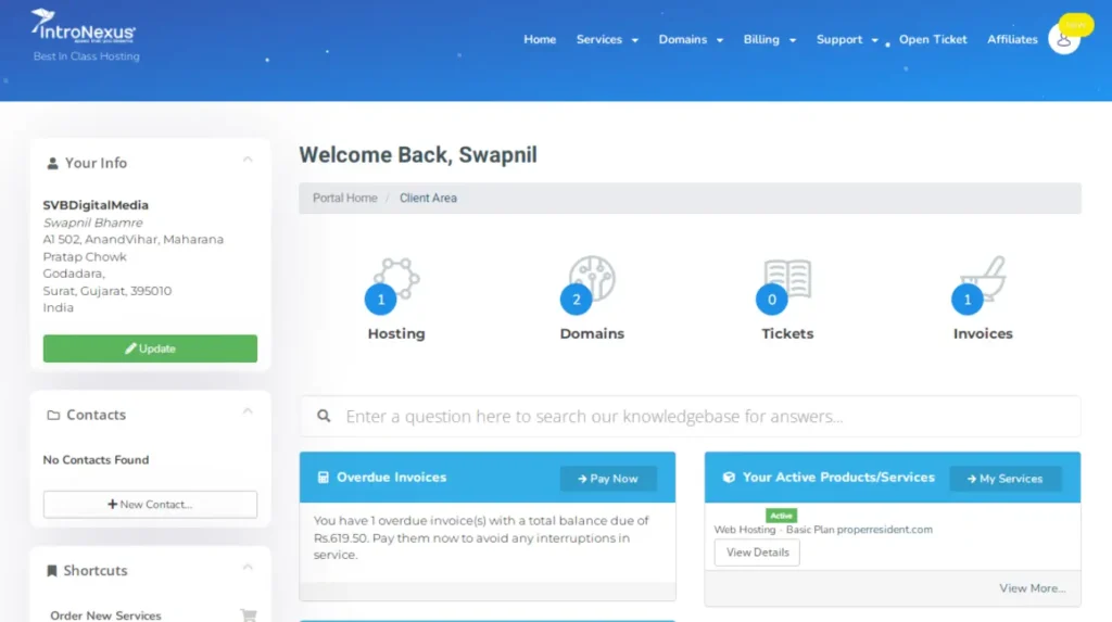 User-Friendly Dashboard with cPanel ​